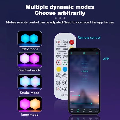 RGB Smart Quantum Lamp Tuya App Remote Control Touch Background Wall Bedroom DIY Decoration Wall Lamp Esports Atmosphere Light